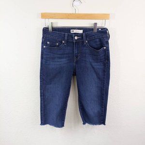 Levi's Womens 535 Jean Shorts Blue Stretch Dark Wash Cut Off Pockets Juniors 5 M